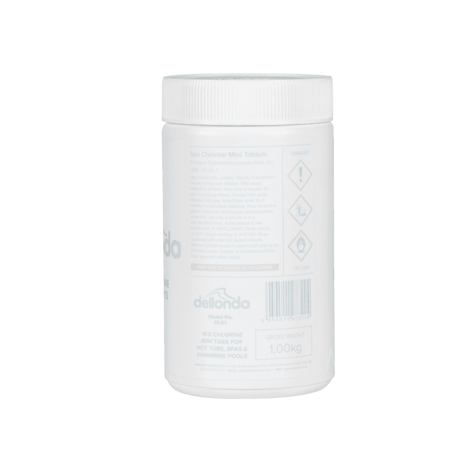 Dellonda Chlorine Mini Tabs for Hot Tubs/Spas & Swimming Pools 1kg Model No- DL51