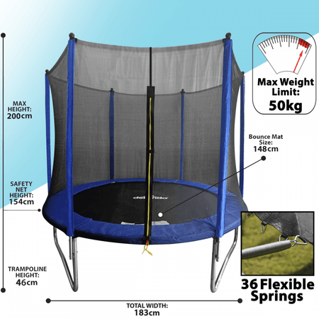 Dellonda Heavy-Duty Outdoor Trampoline with Safety Enclosure Net 6ft Model No- DL66
