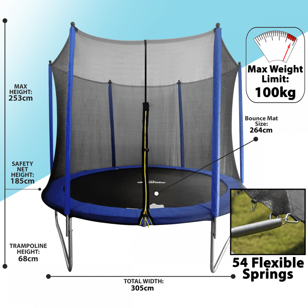 Dellonda Heavy-Duty Outdoor Trampoline with Safety Enclosure Net 10ft Model No- DL68