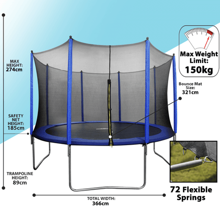 Dellonda Heavy-Duty Outdoor Trampoline with Safety Enclosure Net 12ft Model No- DL69