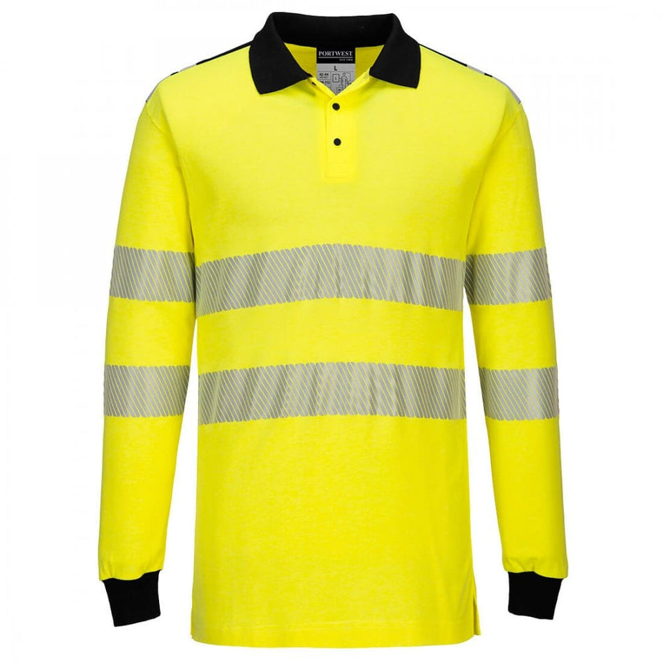 PW3 Modaflame Knit Hi-Vis FR Long Sleeve Polo Shirt