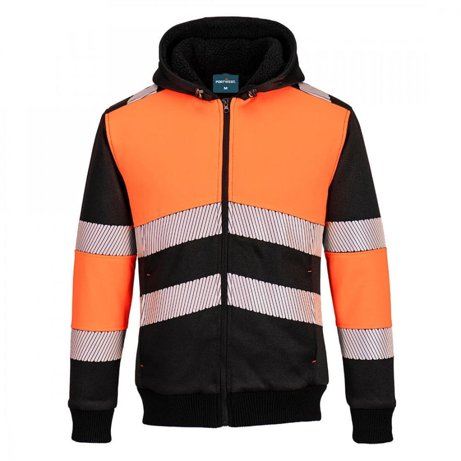 PW3 Hi-Vis Zipped Class 1 Winter Hoodie