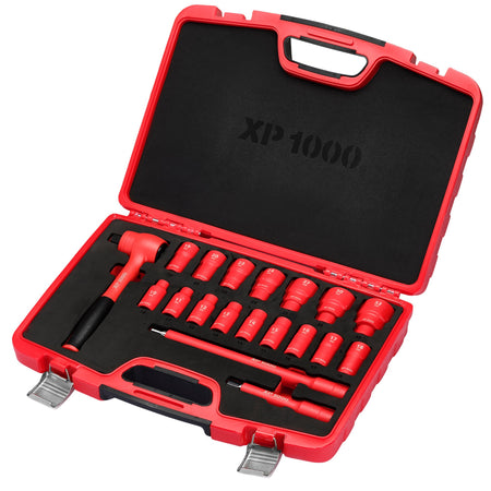 XP1000 VDE Metric Socket Set, 1/2" Sq. Dr. (19 Piece) : Model No. XP1000-1/2