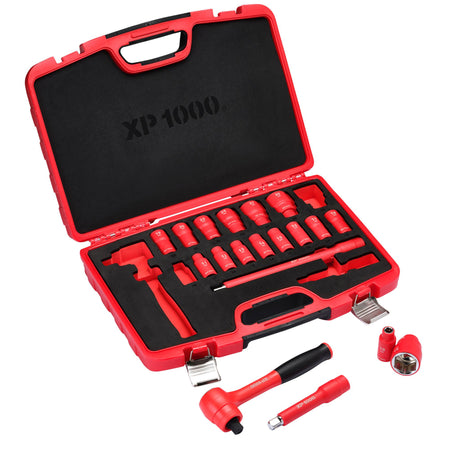 XP1000 VDE Metric Socket Set, 1/2" Sq. Dr. (19 Piece) : Model No. XP1000-1/2