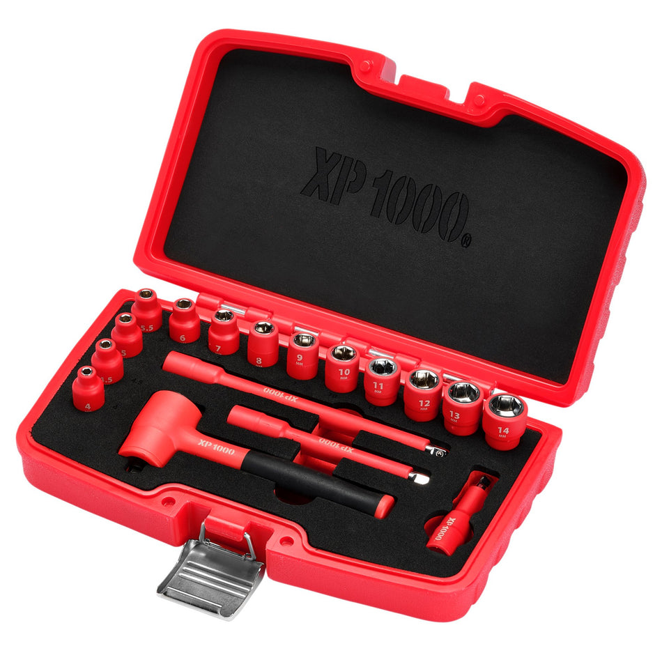 XP1000 VDE Metric Socket Set, 1/4" Sq. Dr. (17 Piece) : Model No. XP1000-1/4