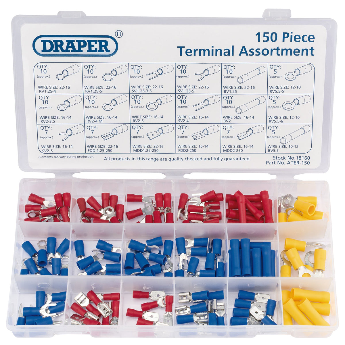 DRAPER 150 Piece Insulated Terminal Assortment: Model No.ATER-150