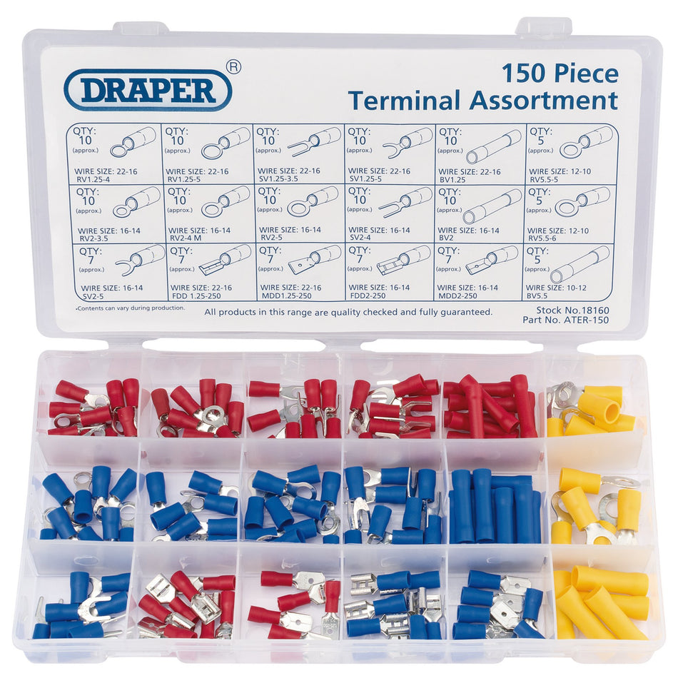 DRAPER 150 Piece Insulated Terminal Assortment: Model No.ATER-150
