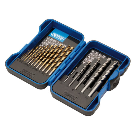DRAPER 15 Piece Combined HSS and Masonry Drill Bit Set: Model No.EBS17COM