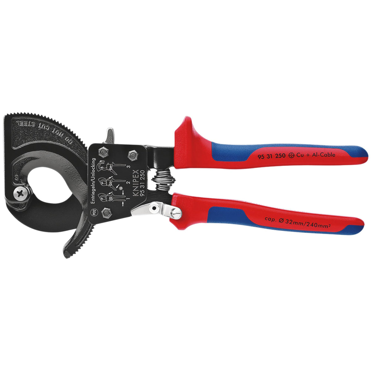 Knipex 250mm Ratchet Action Cable Cutter : Model No.95 31 250