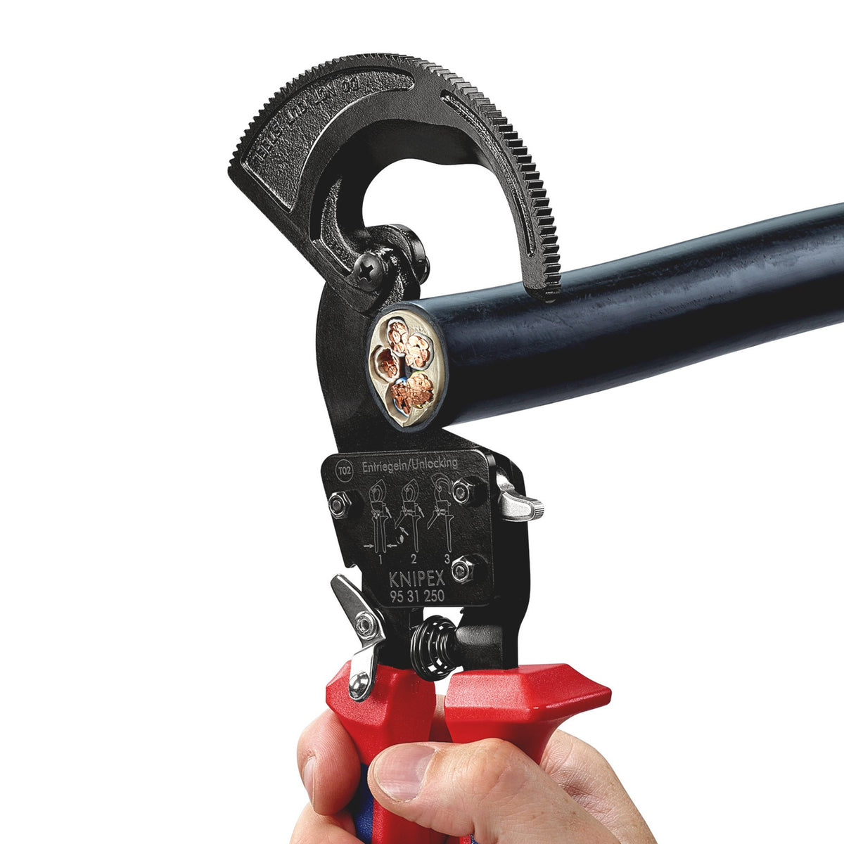 Knipex 250mm Ratchet Action Cable Cutter : Model No.95 31 250
