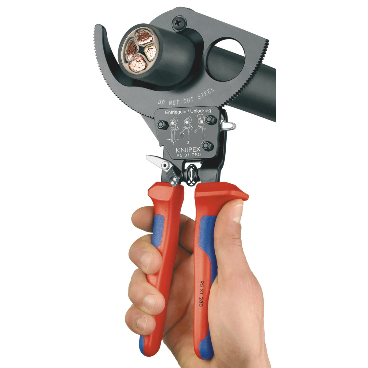 Knipex 280mm Ratchet Action Cable Cutter: Model No. 95 31 280