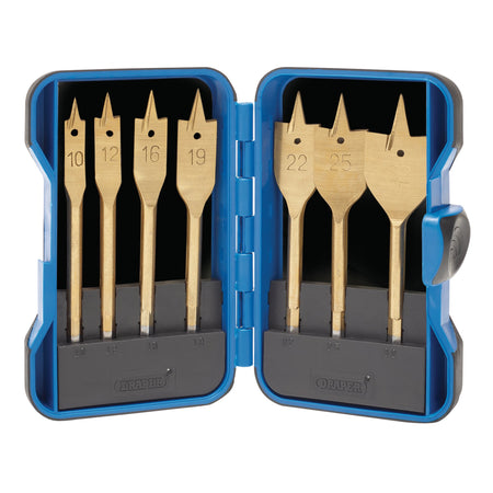 DRAPER 7 Piece Titanium Nitride Coated Flat Wood Bit Set: Model No.EBS7WOOD