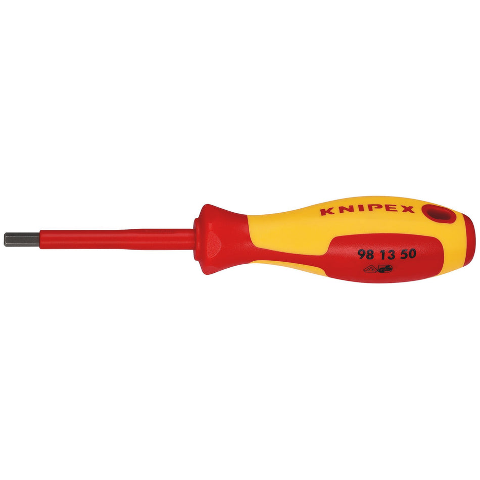 KNIPEX 98 13 50 VDE Insulated Hexagon Screwdriver, 5.0 x 75mm: No.98 13 50
