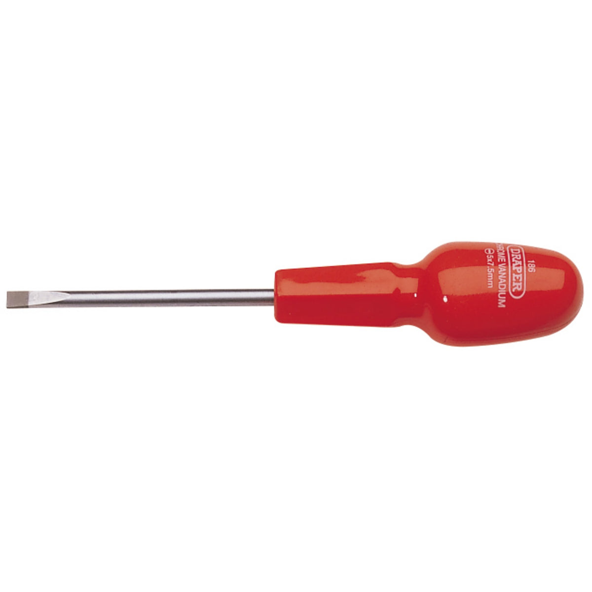 DRAPER 5mm x 75mm Plain Slot Flared Tip Cabinet Pattern Screwdriver (Sold Loose): Model No.186B