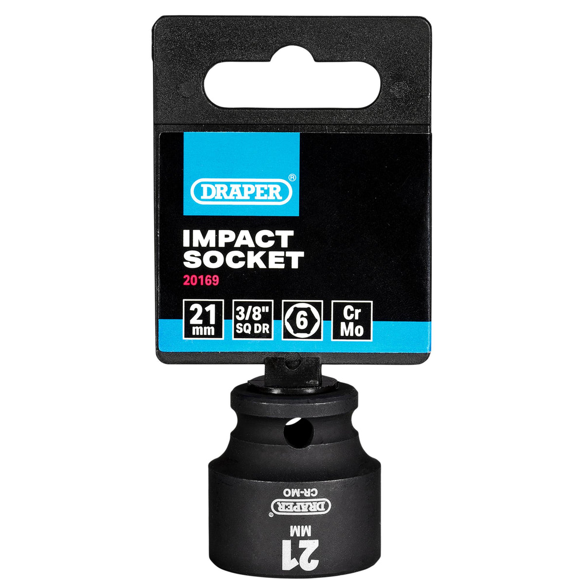 Draper HI-TORQ Metric Impact Socket, 3/8" Sq. Dr., 21mm : Model No. 409-MM