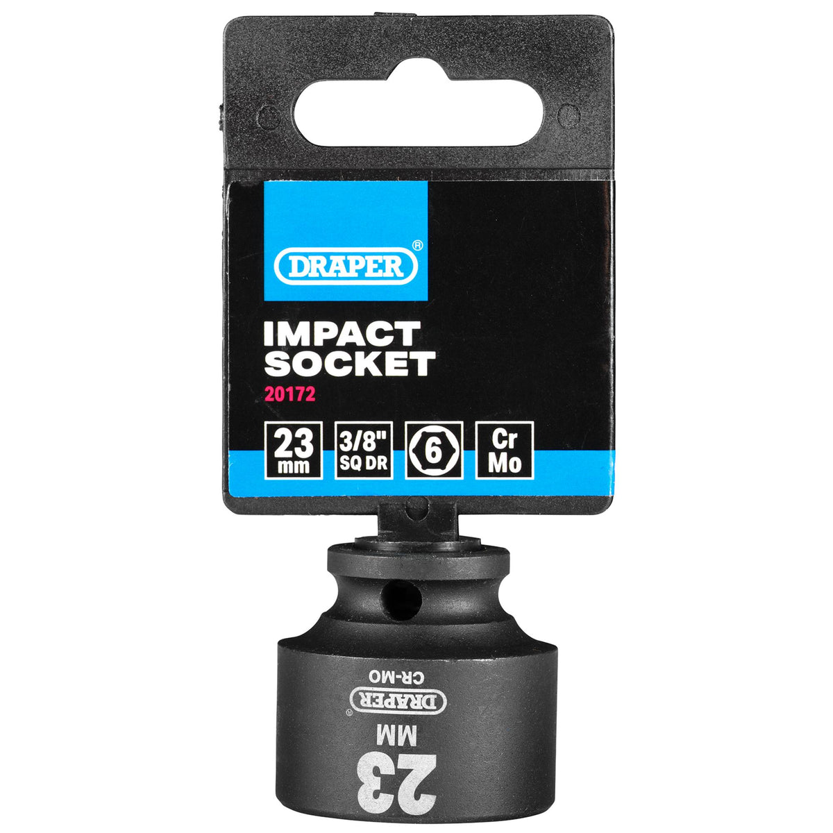 Draper Hi-TORQ Impact Socket, 3/8" Sq. Dr., 23mm : Model No. 409-MM