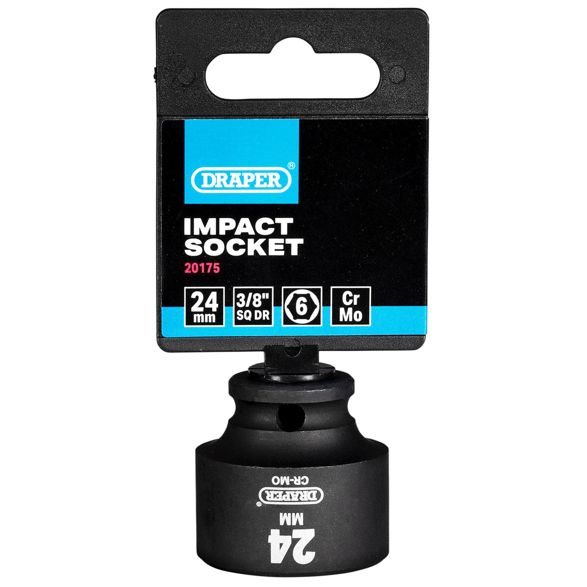 Draper HI-TORQ Metric Impact Socket, 3/8" Sq. Dr., 24mm : Model No. 409-MM