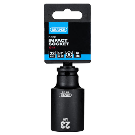 Draper HI-TORQ Metric Deep Impact Socket, 3/8" Sq. Dr., 23mm : Model No. 409D-MM