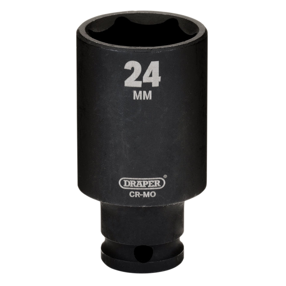 Draper HI-TORQ Metric Deep Impact Socket, 3/8" Sq. Dr., 24mm : Model No. 409D-MM