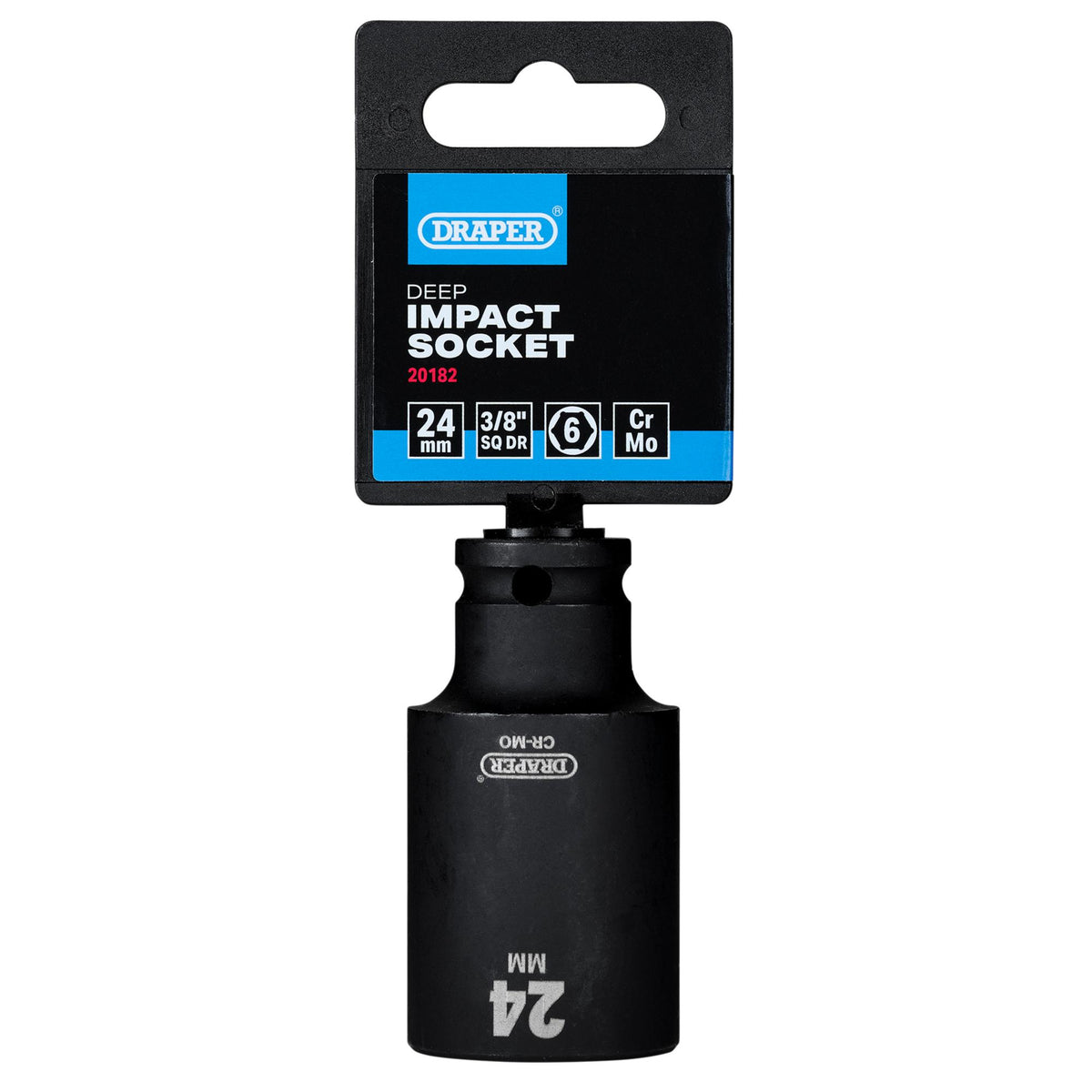 Draper HI-TORQ Metric Deep Impact Socket, 3/8" Sq. Dr., 24mm : Model No. 409D-MM