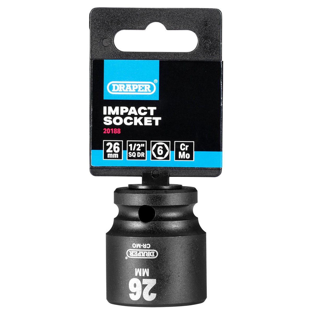 Draper Hi-TORQ Impact Socket, 1/2" Sq. Dr., 26mm : Model No. 410MM