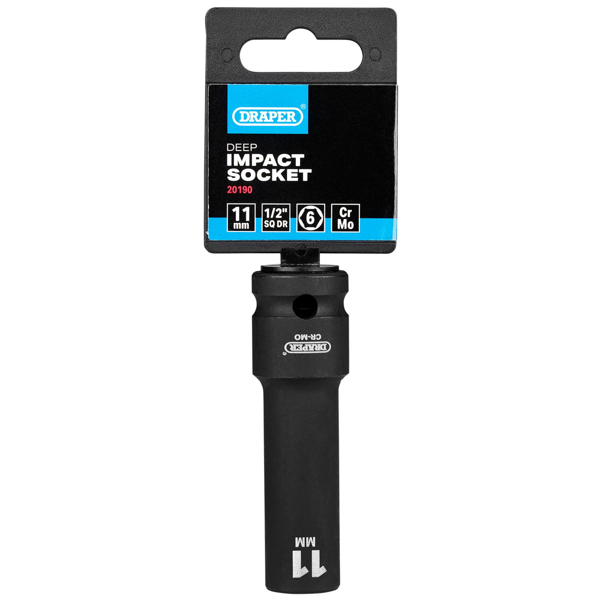 Draper Hi-TORQ Deep Impact Socket, 1/2" Sq. Dr., 11mm: No.410D-MM