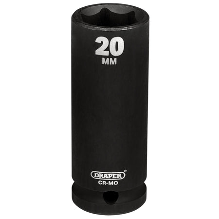 Draper Hi-TORQ Deep Impact Socket, 1/2" Sq. Dr., 20mm: No.410D-MM