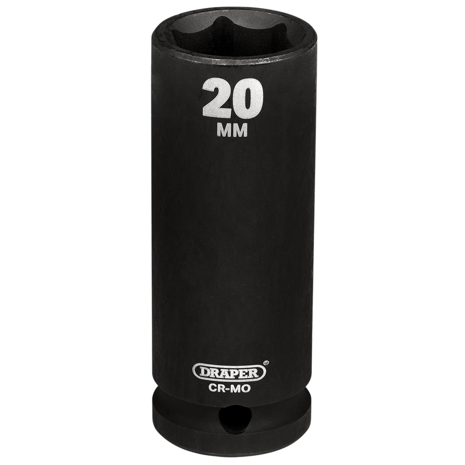 Draper Hi-TORQ Deep Impact Socket, 1/2" Sq. Dr., 20mm: No.410D-MM