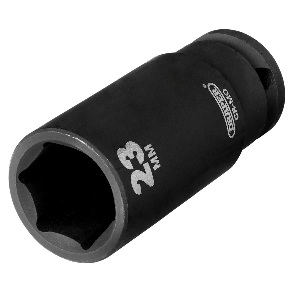 Draper Hi-TORQ Deep Impact Socket, 1/2" Sq. Dr., 23mm: No.410D-MM