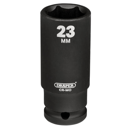 Draper Hi-TORQ Deep Impact Socket, 1/2" Sq. Dr., 23mm: No.410D-MM