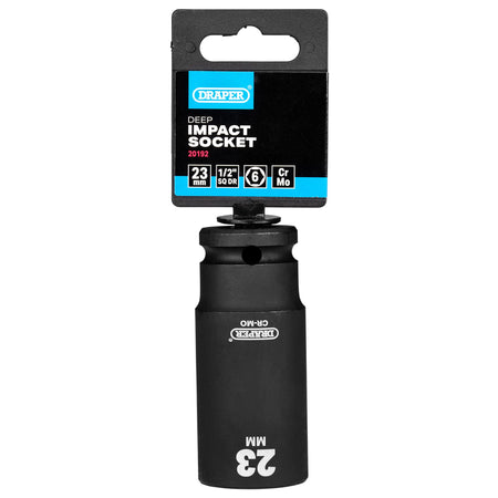 Draper Hi-TORQ Deep Impact Socket, 1/2" Sq. Dr., 23mm: No.410D-MM