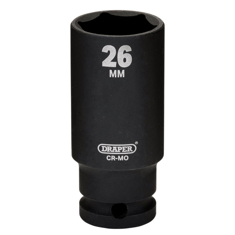 Draper HI-TORQ Metric Deep Impact Socket, 3/8" Sq. Dr., 26mm : Model No. 410D-MM