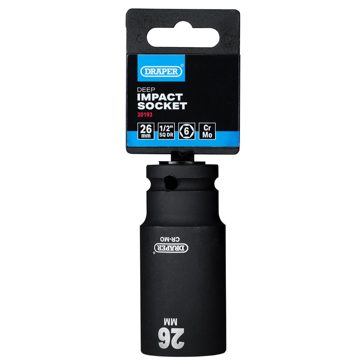 Draper HI-TORQ Metric Deep Impact Socket, 3/8" Sq. Dr., 26mm : Model No. 410D-MM