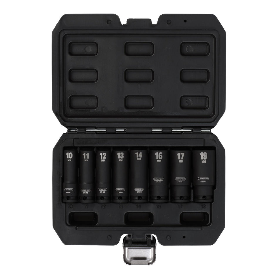 Draper HI-TORQ Metric Deep Impact Socket Set, 3/8" Sq. Dr. (8 Piece) : Model No. 409D/8/MM