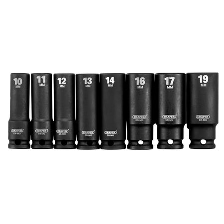 Draper HI-TORQ Metric Deep Impact Socket Set, 3/8" Sq. Dr. (8 Piece) : Model No. 409D/8/MM