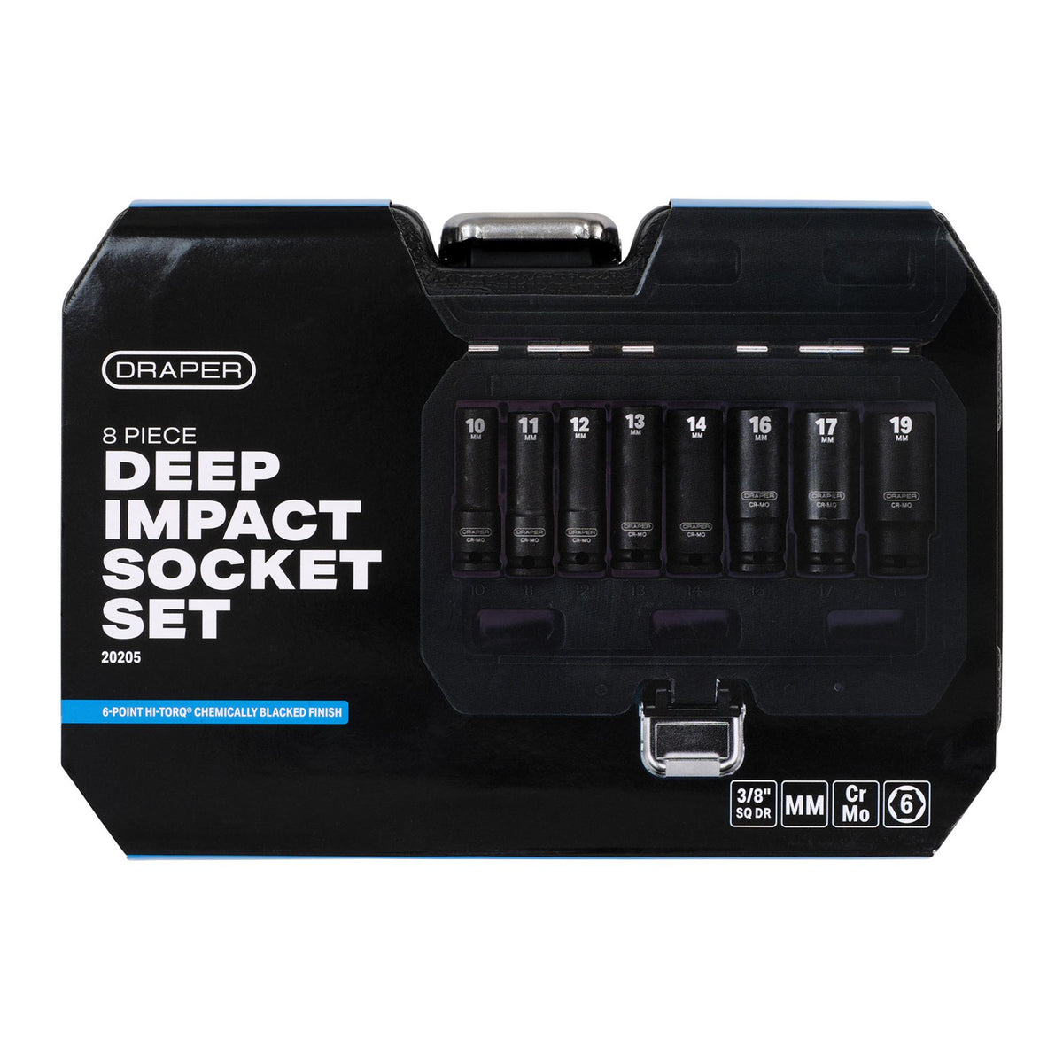 Draper HI-TORQ Metric Deep Impact Socket Set, 3/8" Sq. Dr. (8 Piece) : Model No. 409D/8/MM