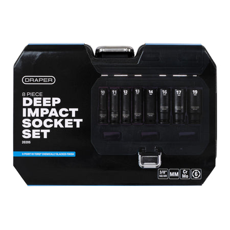 Draper HI-TORQ Metric Deep Impact Socket Set, 3/8" Sq. Dr. (8 Piece) : Model No. 409D/8/MM