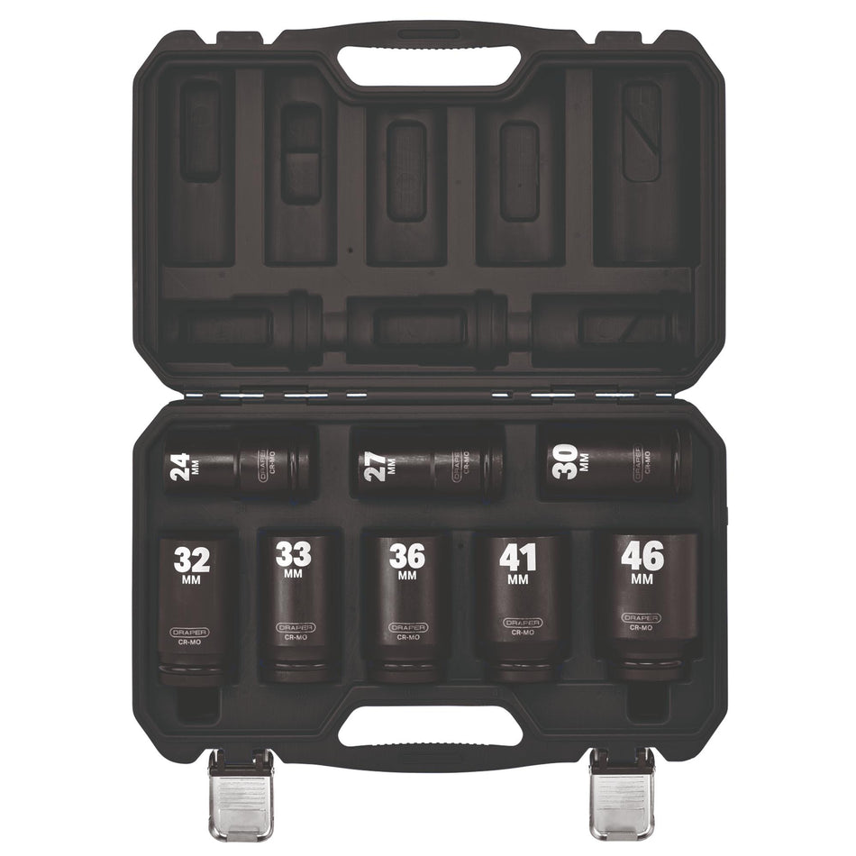 Draper HI-TORQ Metric Deep Impact Socket Set, 3/4" Sq. Dr. (8 Piece) : Model No. 419D/8/MM