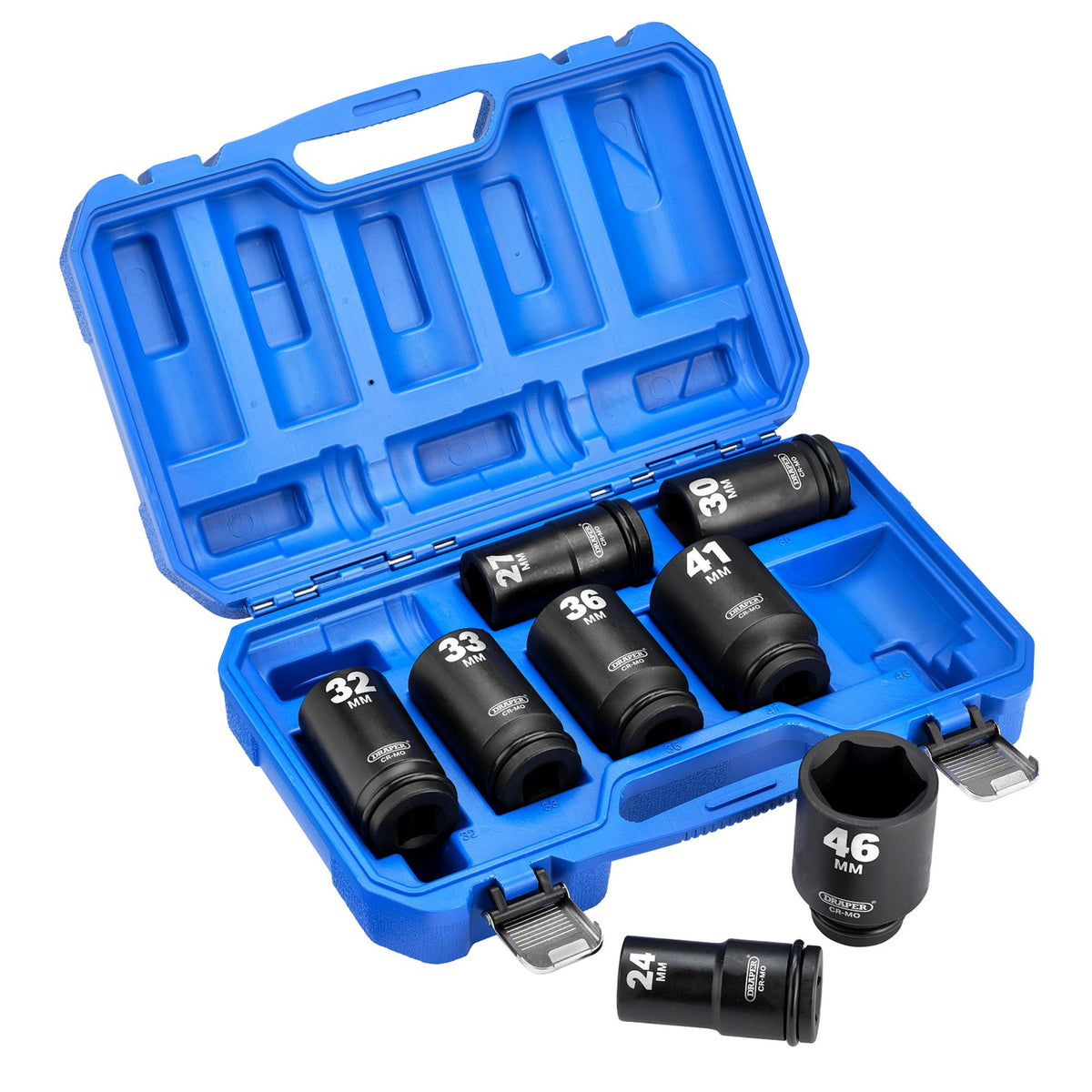 Draper HI-TORQ Metric Deep Impact Socket Set, 3/4" Sq. Dr. (8 Piece) : Model No. 419D/8/MM