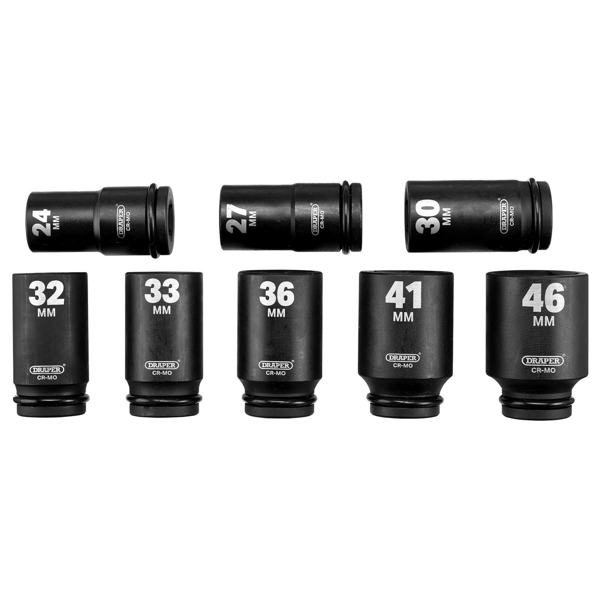 Draper HI-TORQ Metric Deep Impact Socket Set, 3/4" Sq. Dr. (8 Piece) : Model No. 419D/8/MM