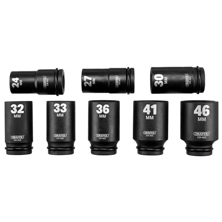 Draper HI-TORQ Metric Deep Impact Socket Set, 3/4" Sq. Dr. (8 Piece) : Model No. 419D/8/MM