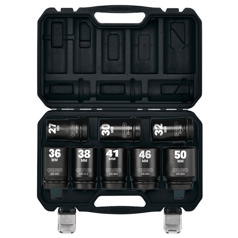 Draper HI-TORQ Metric Deep Impact Socket Set, 1" Sq. Dr. (8 Piece) : Model No. 425D/8/MM