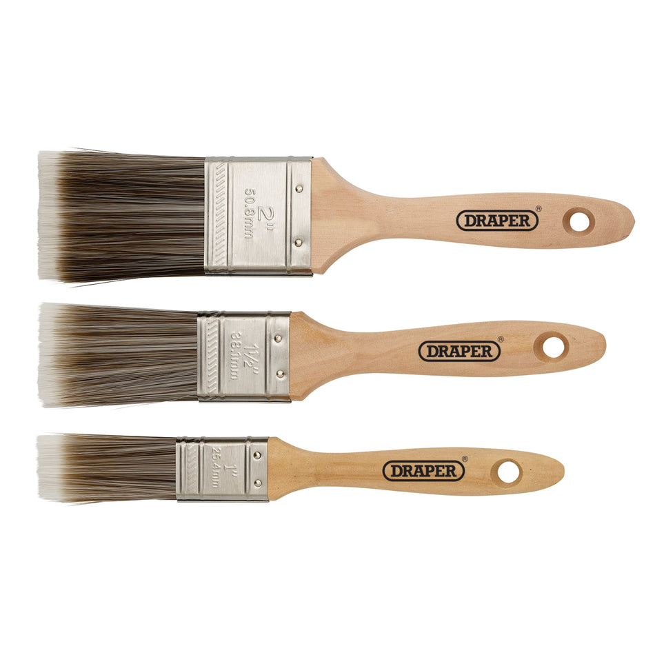 Wood Handle Paint Brush Set (3 Piece) : Model No. PB-WOOD-3PC