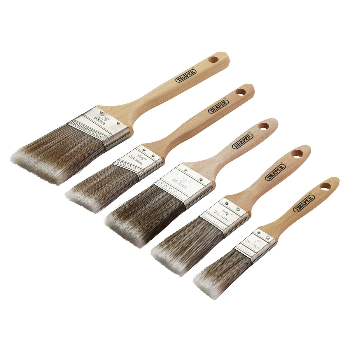 Wood Handle Paint Brush Set (5 Piece) : Model No. PB-A/WOOD-5PC