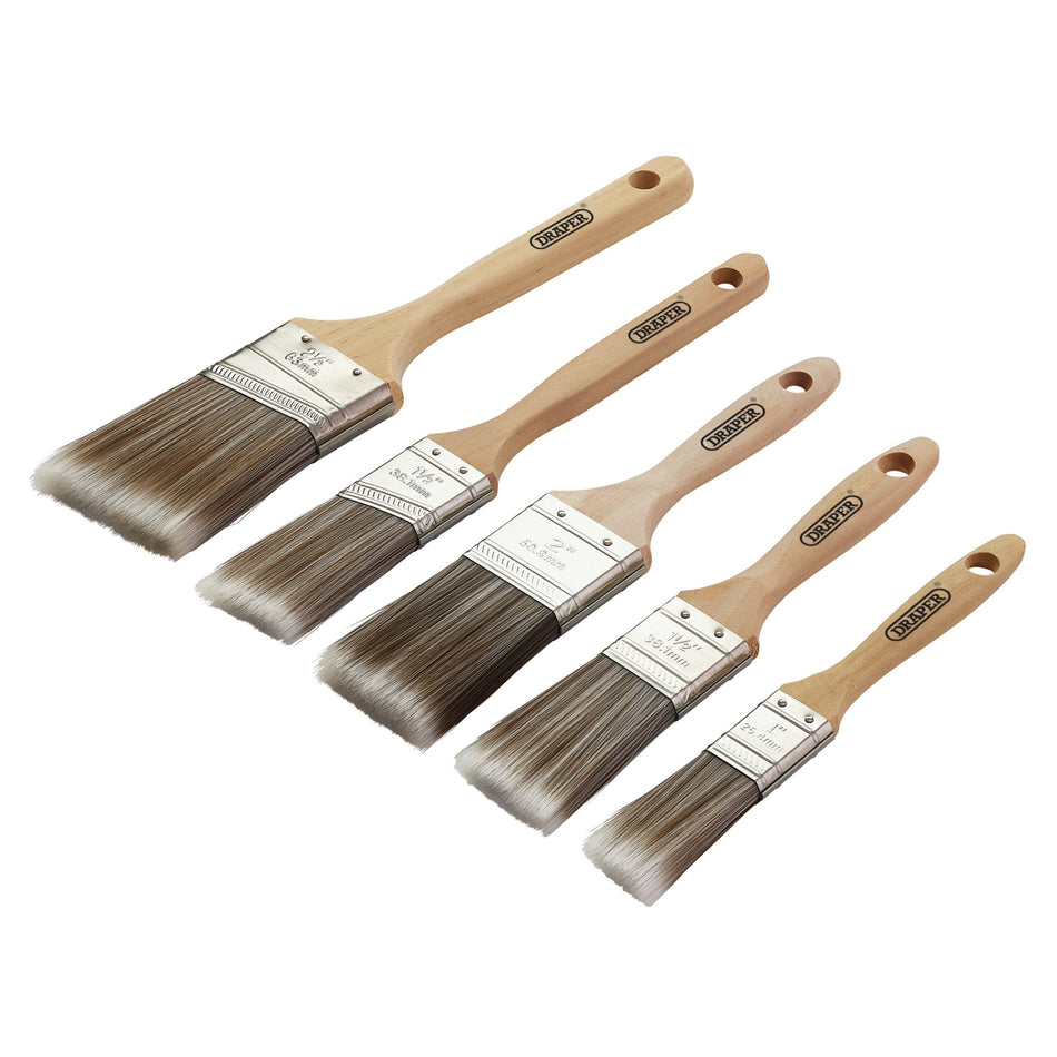 Wood Handle Paint Brush Set (5 Piece) : Model No. PB-A/WOOD-5PC