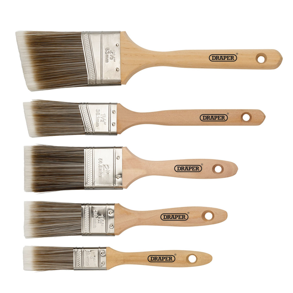 Wood Handle Paint Brush Set (5 Piece) : Model No. PB-A/WOOD-5PC