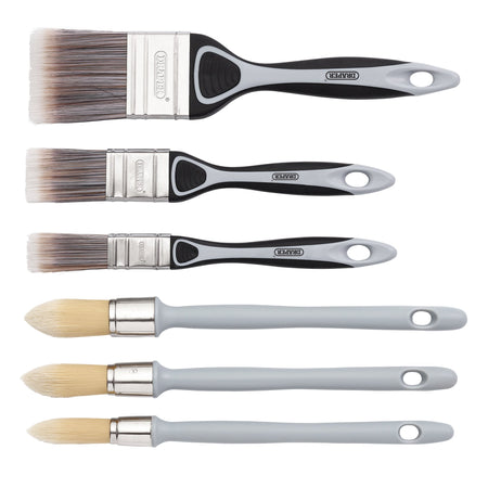 Flat and Round Sash Paint Brush Set (6 Piece) : Model No. PB-F/RS-6PC