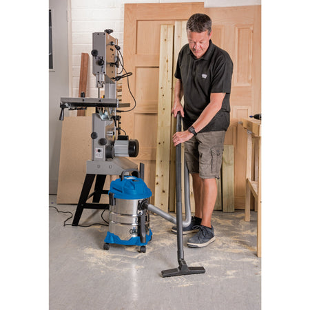 DRAPER 20L 1250W 230V Wet and Dry Vacuum Cleaner with Stainless Steel Tank: Model No. WDV20BSS
