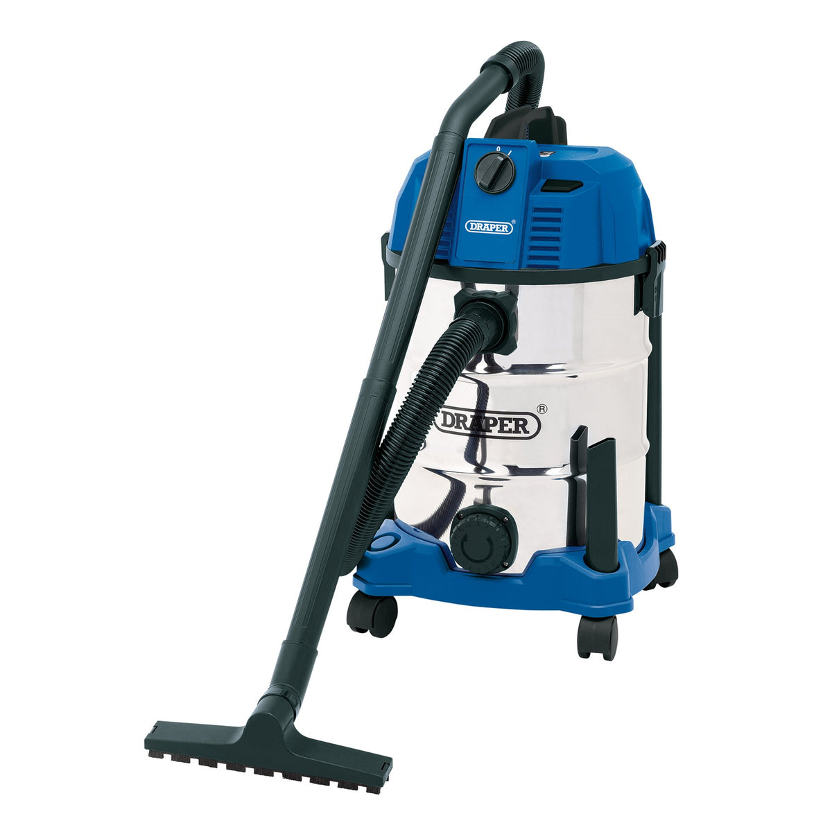 DRAPER 30L Wet and Dry Vacuum Cleaner with Stainless Steel Tank (1600W): Model No. WDV30SSB