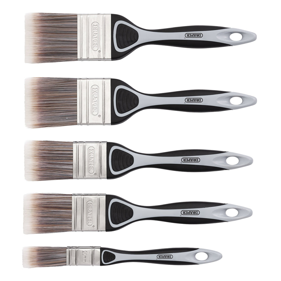 Soft Grip Flat Paint Brush Set (5 Piece) : Model No. PB-FLAT-5PC